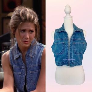 Vintage Zip Denim Vest Inspired by Rachel Green on Friends